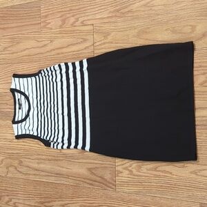 Black and white striped sleeveless dress for business, casual, Ellen Tracy M